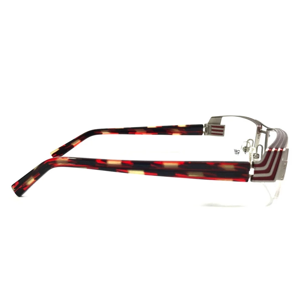 J.F. Rey Eyeglasses Frames JF2421 1035 Silver Burgundy Line 54-18.7-125